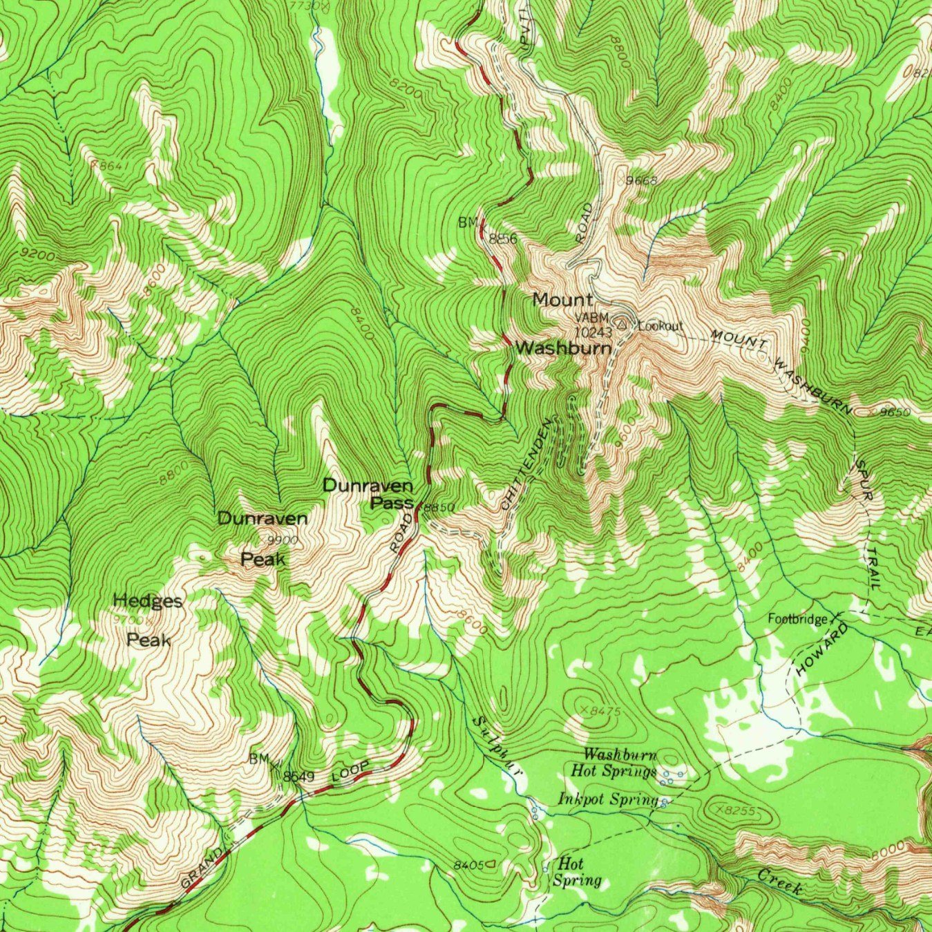 USGS Tower Junction, 1:62,500, 1959, the sheet around Dunraven Pass