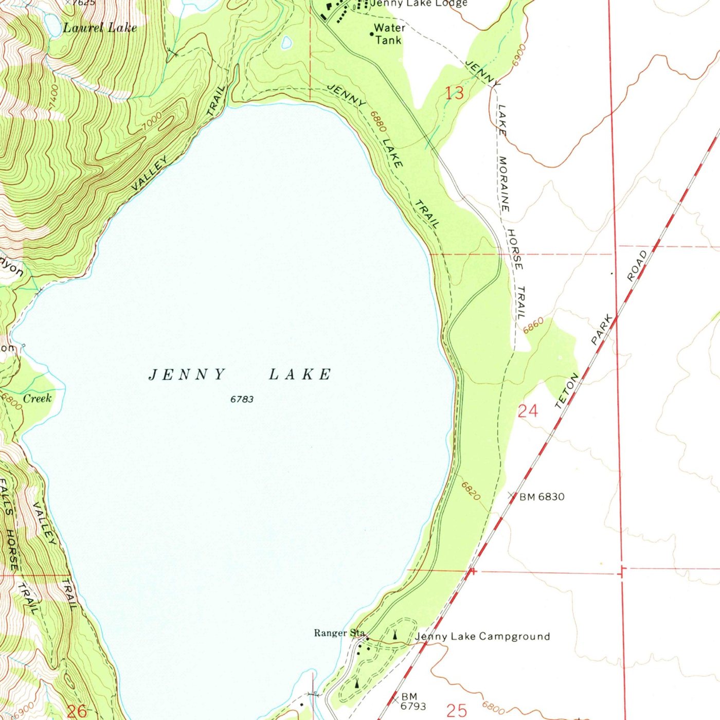 USGS Jenny Lake, 1:24,000, 1968, the sheet around Jenny Lake