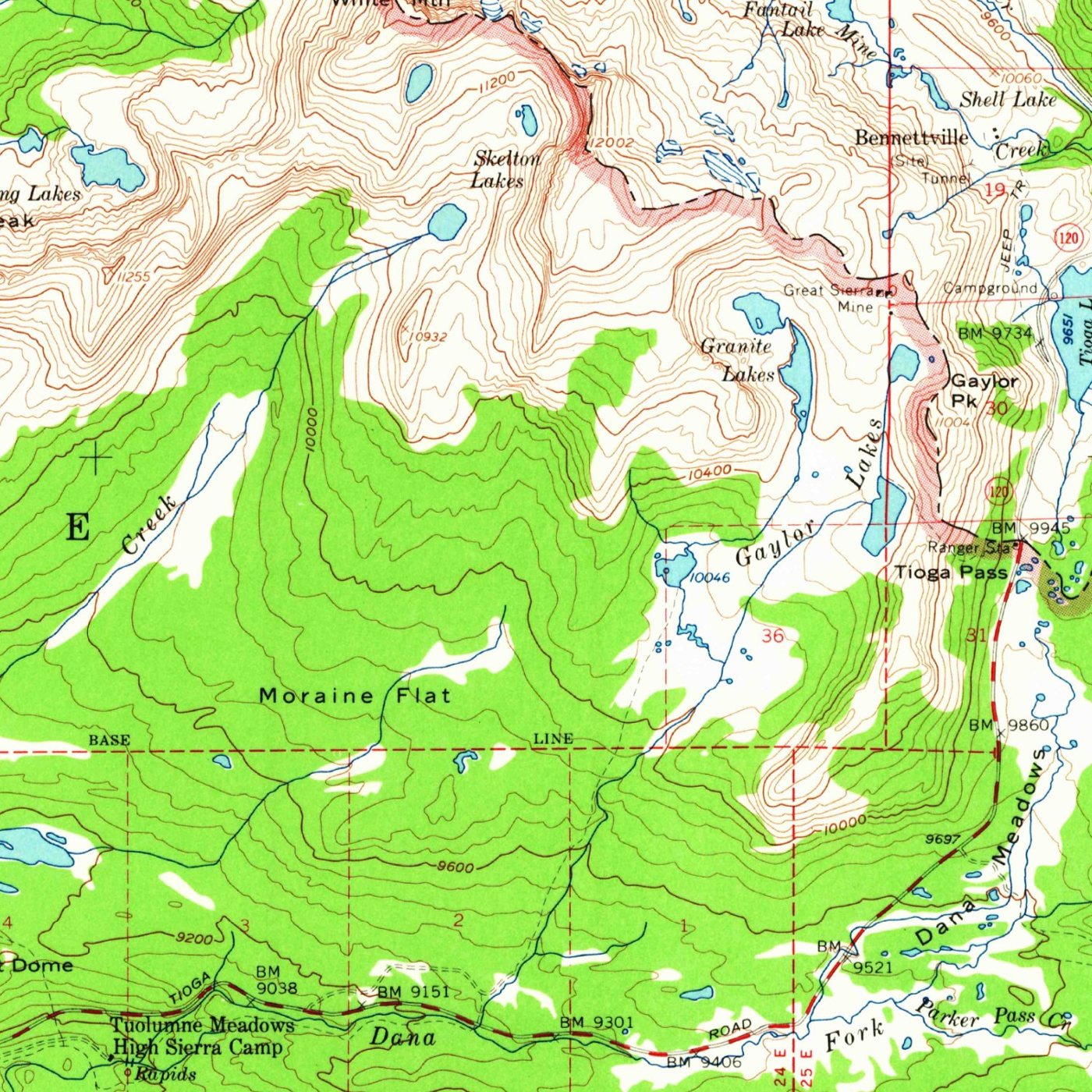 USGS Tuolumne Meadows, 1:62,500, 1956, the sheet around Tioga Pass